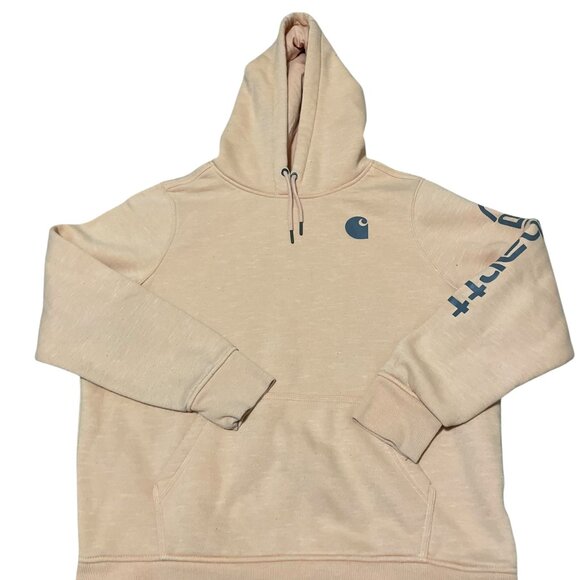 Carhartt Hoodie Relaxed Fit Sweatshirt Pullover Sleeve Logo 102791 Women's Sz XL - Picture 1 of 6
